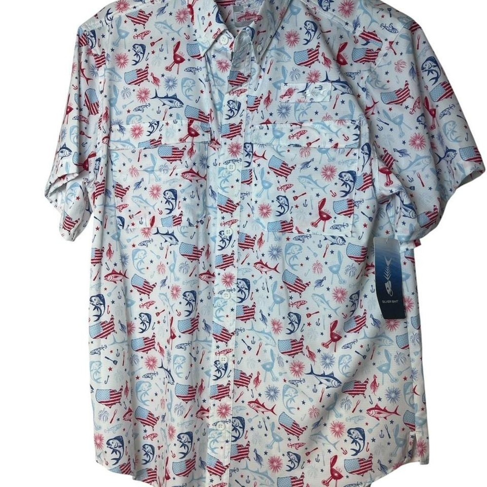 Silver Bait USA 4th of July Shirt - 100% cotton, short sleeve, vented